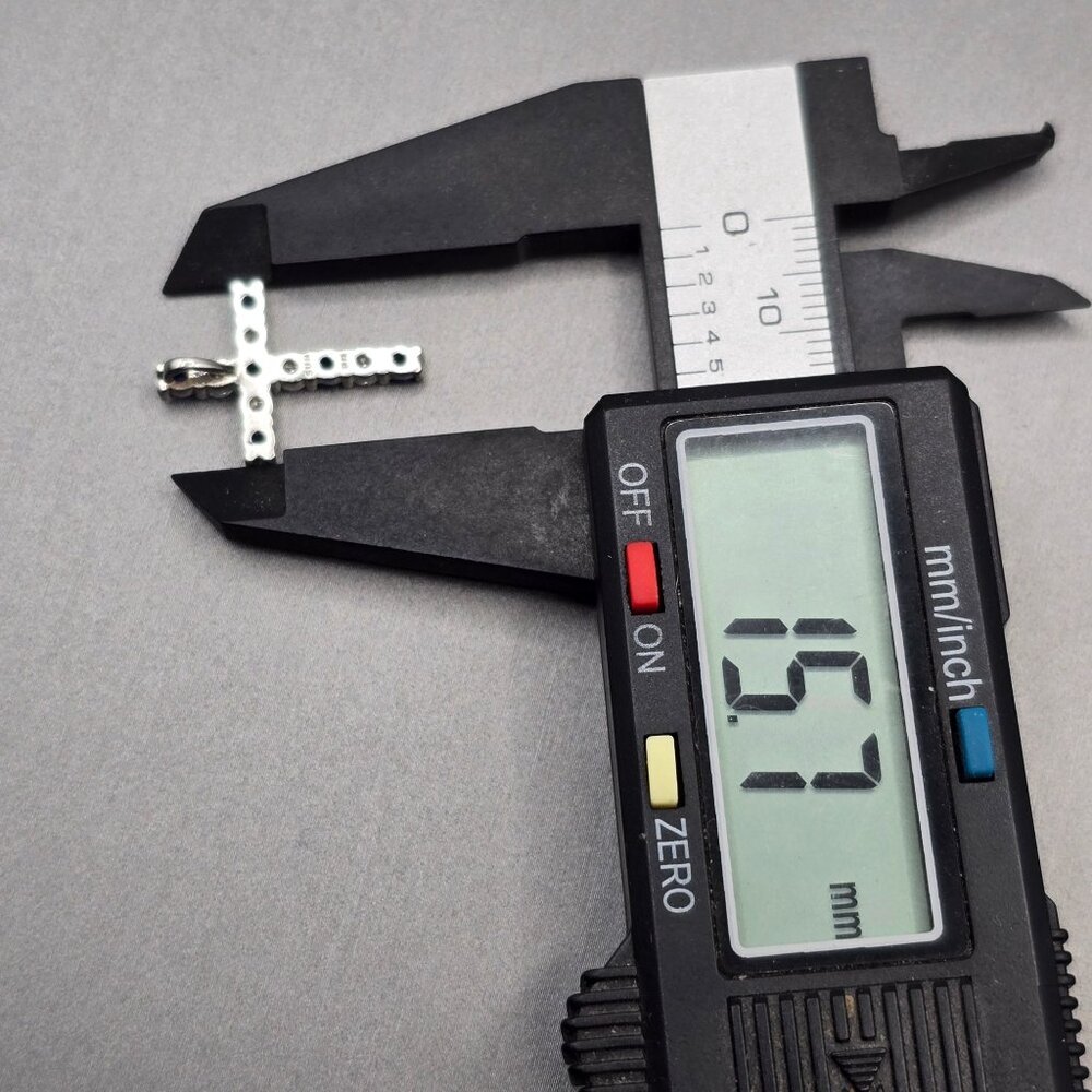 Sterling Silver Blue Crystal Cross Pendant Religious Signed Sun BR - Picture 8 of 12